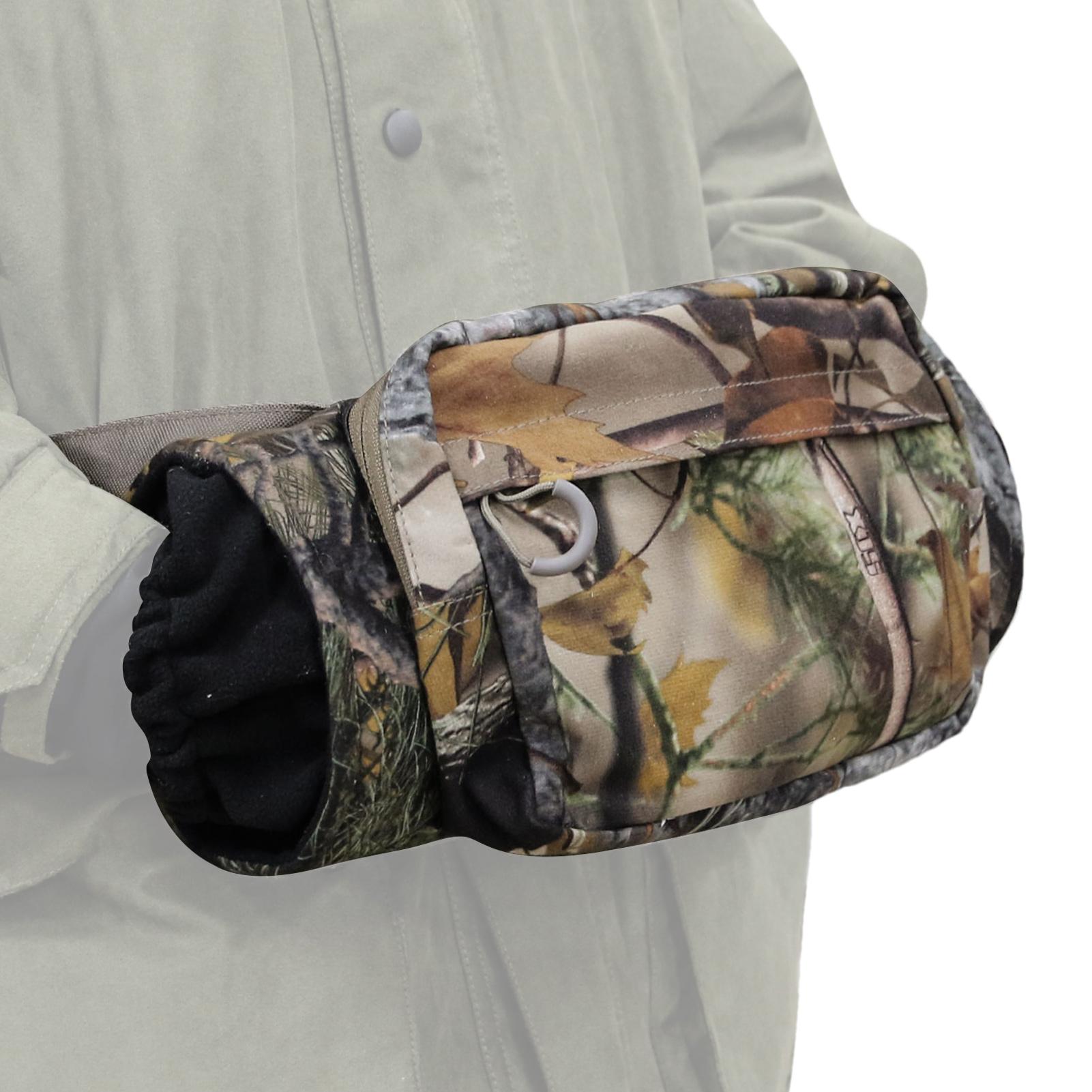 Outdoor Hunting Fleece - กระเป๋าอุ่นมือสำหรับล่าสัตว์ ผ้าฟลีซอุ่นมือสำหรับฤดูหนาว พร้อมช่องใส่ของ สายคล้องคอปรับได้ ดีไซน์สะดวกสบายสำหรับใช้งานกลางแจ้ง กระเป๋าคาดเอว