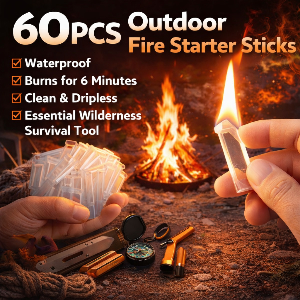 Fire Starter Waterproof - แท่งจุดไฟ 60 ชิ้น แบบใส กันน้ำ เผาไหม้นาน