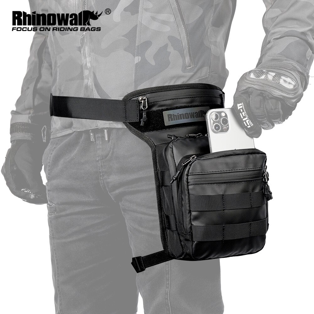 Tactical Belt Rigger - Rhinowalk รถจักรยานยนต์วางขากระเป๋าต้นขาเข็มขัดเอวกระเป๋ามัลติฟังก์ชั่รถมอเตอร์ไซด์ยุทธวิธีเดินทางโทรศัพท์มือถือ/โทรศัพท์มือถือกระเป๋าหน้าอก