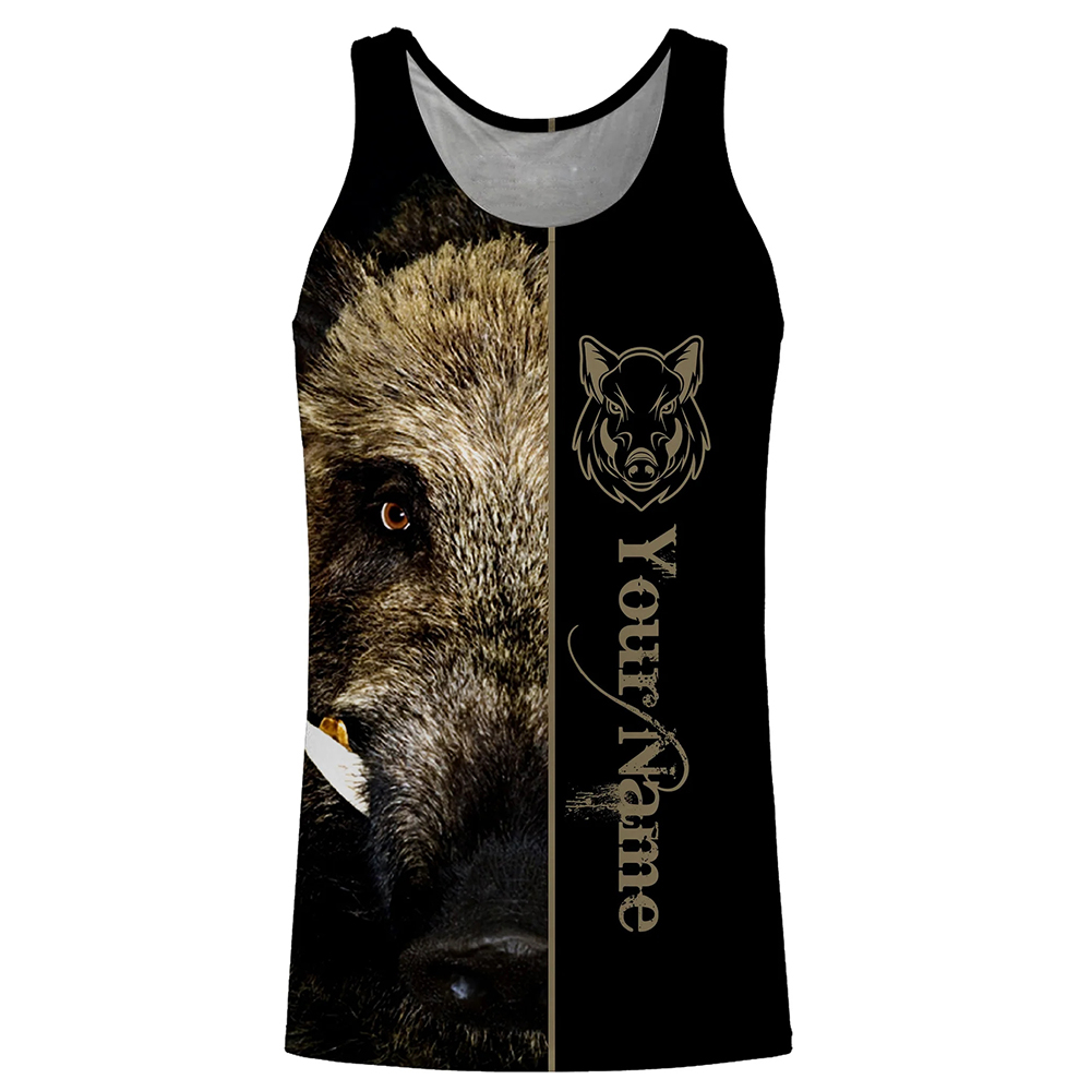 Outdoor Hunting Dog Names - เสื้อกล้ามพิมพ์ลาย 3 มิติ สำหรับผู้ชาย ลายล่าหมูป่า พร้อมสกรีนชื่อได้ตามต้องการ
