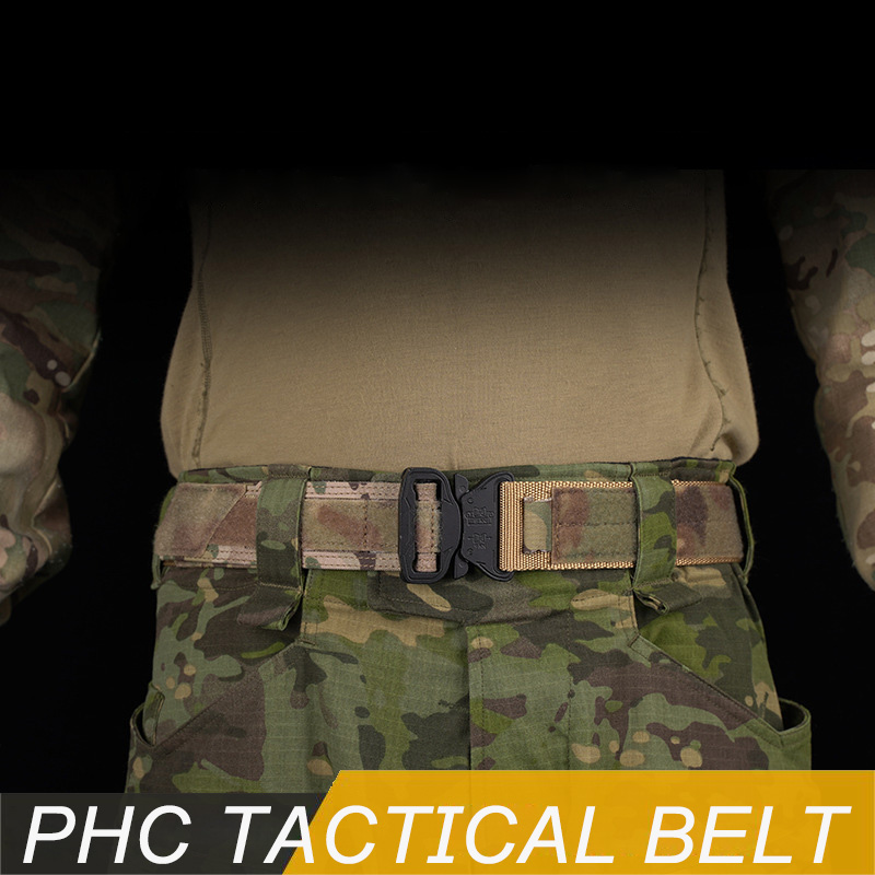 Tactical Belt Rigger - เข็มขัดยุทธวิธีสำหรับผู้ชายเครื่องฝึกเดินเขาเข็มขัดปืนตาข่ายเข็มขัดสำหรับงานหนักปล่อยเร็วหัวเข็มขัดโลหะ